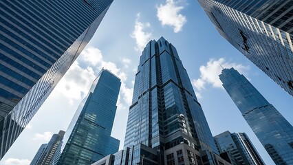 Skyscrapers reaching for the sky in a modern urban landscape.