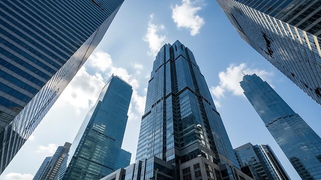 Skyscrapers reaching for the sky in a modern urban landscape.