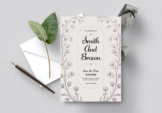Elegant Floral Wedding Invitation Card Template