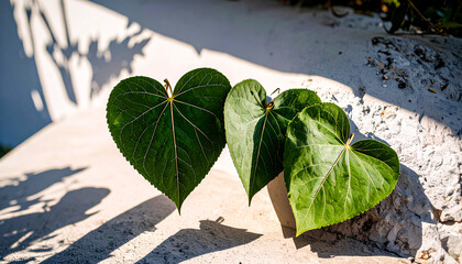 Where two shadows touch, botanical hearts bloom, a love metaphor