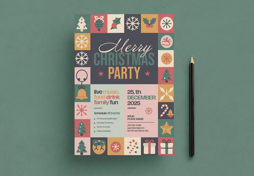 Merry Christmas Party Flyer Design