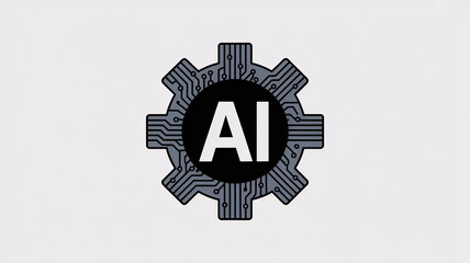 AI powered gear design represents cutting edge technology and modern innovation for business and science projects, AI logo for tech companies