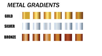 Metal Gradient Swatches Set with Gold, Silver and Bronze Color Styles
