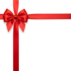 The red ribbon bow enhances the corner with a minimalistic design.