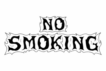 No Smoking Warning Typography Sign in Gothic Flame Style