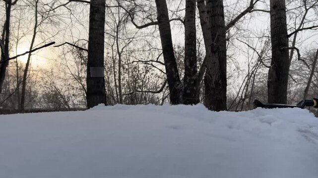 Brushing Snow Off Car with Snow Brush