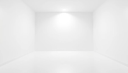 Fototapeta premium Stark white room, bare walls, single light source, unfurnished, white background