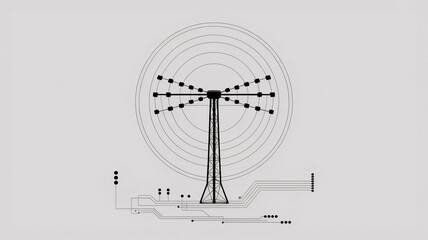 Fototapeta premium Sleek minimalist radio tower design radiating signals for modern tech projects, communication concepts, and innovative technology visuals