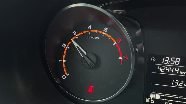 Car Tachometer Increasing RPM