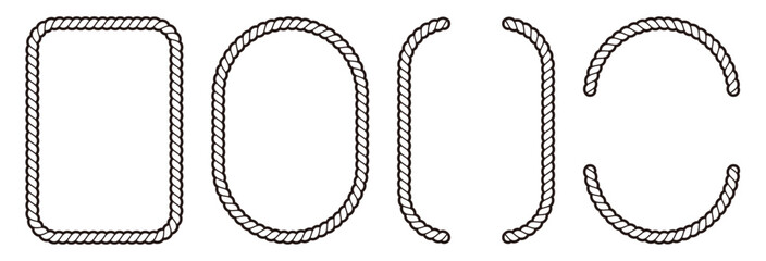 Decorative frame set featuring ornamental borders crafted from rope. Vintage-style Japanese frame reminiscent of traditional shimenawa sacred ropes.