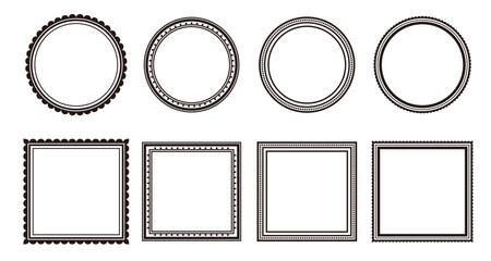 Vintage decorative border frame set. Elegant retro design label vector illustration set for wedding invitations, restaurant menus, and live streaming.