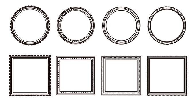 Vintage decorative border frame set. Elegant retro design label vector illustration set for wedding invitations, restaurant menus, and live streaming.