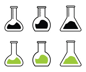 Erlenmeyer Flask Vector Set — Chemistry Lab Icons for Web, App and UI Design Vector.