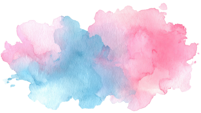 Abstract watercolor background with blue sky and pink clouds texture