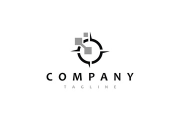 compass pixel text logo