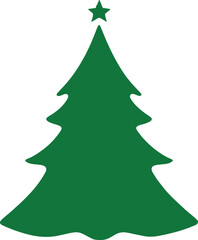 Minimalist Green Vector Illustration of Symmetrical Christmas Tree with Star Top for Seasonal Holiday Design