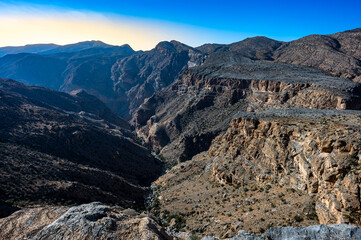 Vast Canyon Landscape View of Jabal Akhdar, Oman.