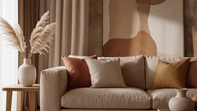 Elegant Living Room D?cor Showcasing Neutral Color Palette and Contemporary