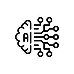 AI Brain Circuit Vector Icon Neural Processing