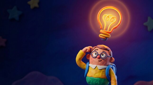 animated boy with a lightbulb above his head