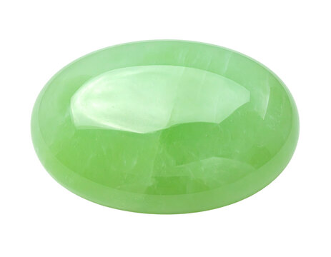 Polished, light green, oval gemstone