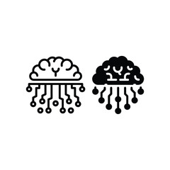 AI Brain Vector Icon Set Digital Neural Cloud