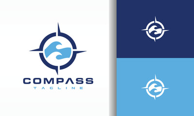 Modern Compass and Wave Logo for Travel and Ocean Themes