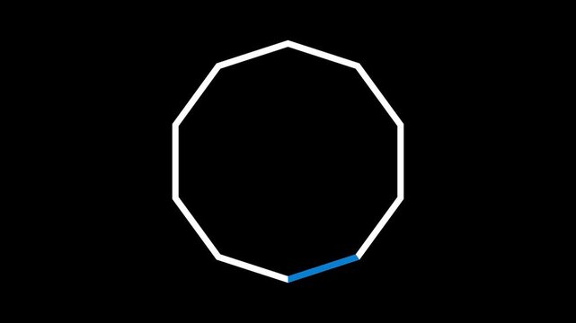 Rotating animation of blue shape line on black background. 4K Resolution.