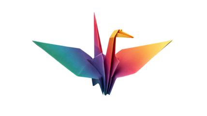 Isolated origami paper crane bird symbol design object art decoration