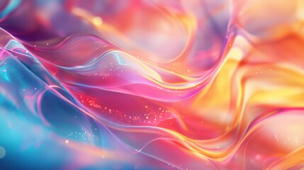 Abstract colorful fluid waves with a gradient of pink, blue, and orange hues.