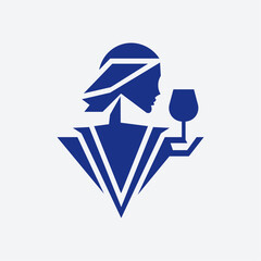 Elegant Lady Wine Logo Design Illustration