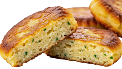 Close-up of Delicious Potato Pancakes with Fresh Herbs and Golden Crust