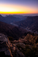 Dramatic Twilight View of Jabal Akhdar in the Al Hajar Mountains, Oman
