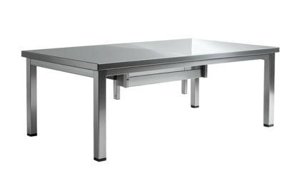 Metallic table with extension, simple design