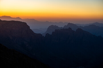 Dramatic Twilight View of Jabal Akhdar in the Al Hajar Mountains, Oman