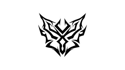 Tribal Fox Mask Logo &ndash; Edgy Black-and-White Symmetrical Design for Gaming, Streetwear, and Brand Identity