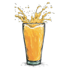 Golden beer wave crashing in fluid motion concept. Refreshing beverage with splash in a transparent glass.