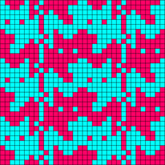 Cat Pattern Pixel Art. Seamless pixel art cat pattern in colorful retro mosaic style for decorative background design
