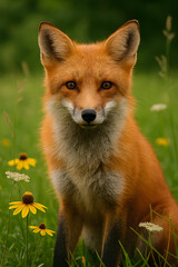 Fototapeta premium red fox in the grass