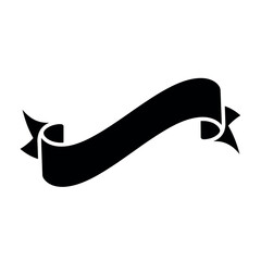 Fototapeta premium Black Ribbon Banner Silhouette on White.
