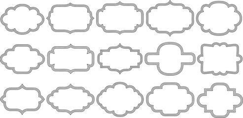 Collection of fifteen decorative frames with elegant designs, isolated on, perfect for adding a touch of sophistication