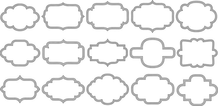 Collection of fifteen decorative frames with elegant designs, isolated on, perfect for adding a touch of sophistication