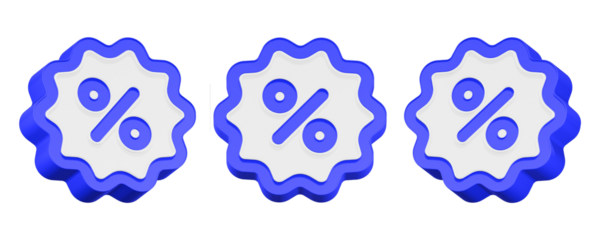 3d rendering icon percent blue button