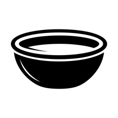 Minimalist black empty bowl icon illustration, a sleek vector graphic perfect for kitchenware, culinary, food service design projects, and modern home decor. Ideal for UI/UX, web apps