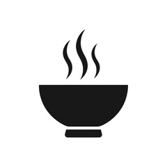 Elegant dark gray, subtly embossed icon of a steaming bowl, representing hot food, comfort, and warmth. Perfect for restaurant menus, culinary blogs, food delivery apps, kitchen decor