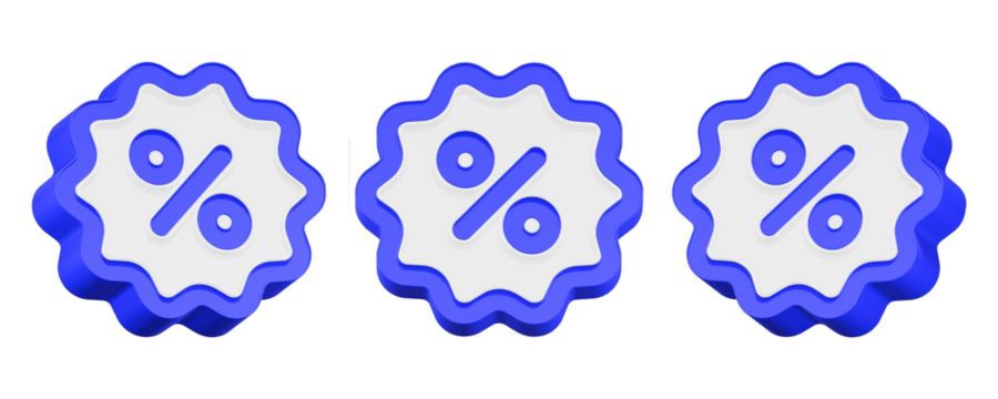 3d rendering icon percent blue button