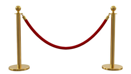 Elegant gold stanchions with red velvet rope create a sense of exclusivity for events and VIP access, setting a sophisticated tone