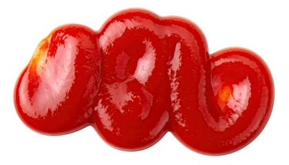 Red ketchup squiggle against a black background
