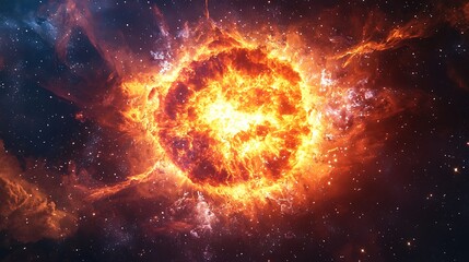 Radiant firestorm erupting through galactic void high resolution picture