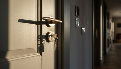 Naklejka premium Home Entry Moment in Warm Afternoon Light